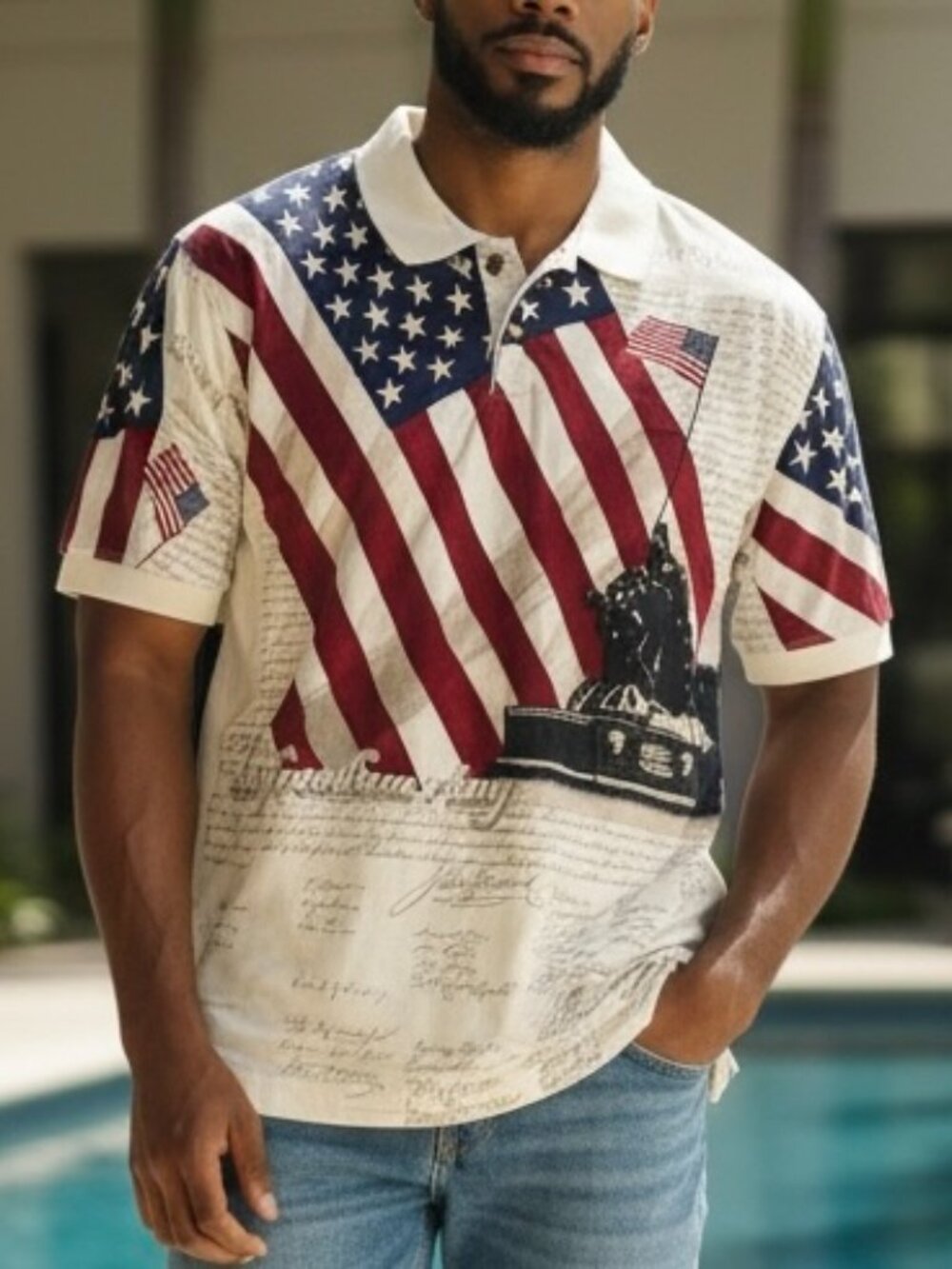Cotton Traders Sport USA Patriotic Shirt Men’s XXL Flag Iwo Jima Graphics